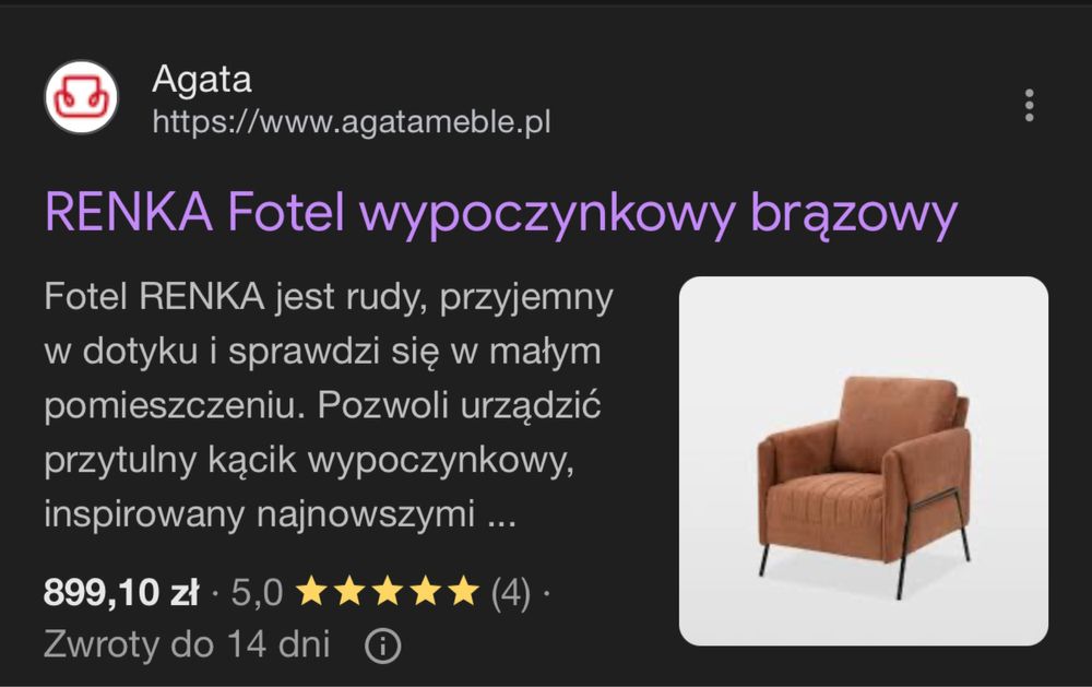 Fotel Renka ceglasty kolor Agata Meble
