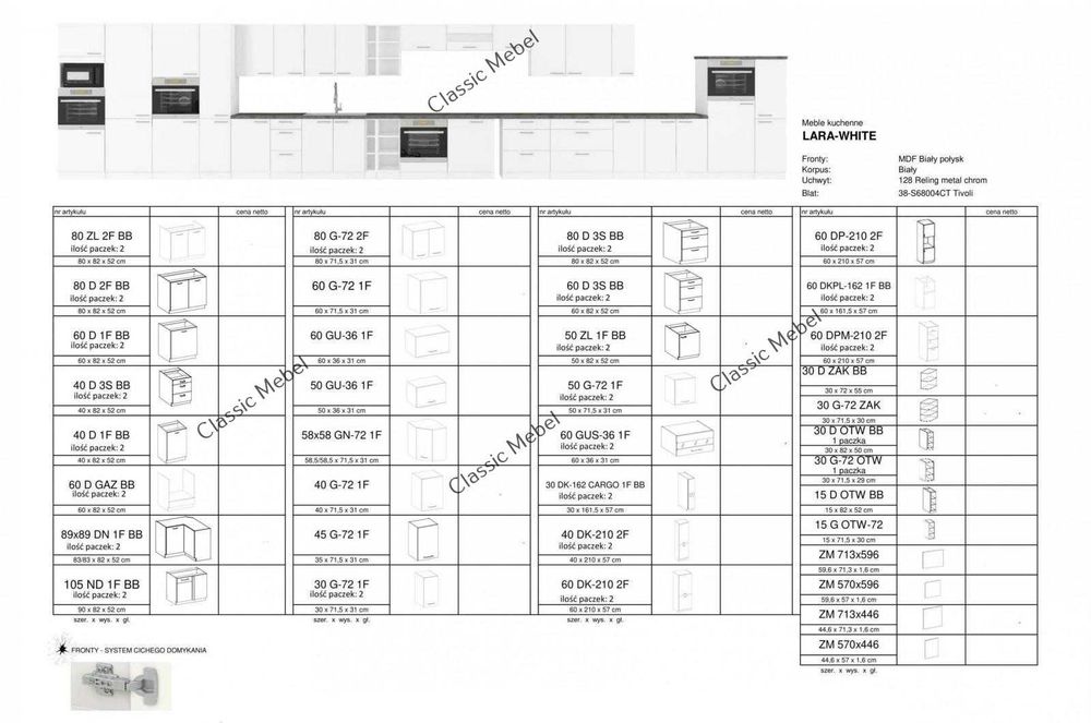Meble Szafki Kuchenne Lara Biały Połysk