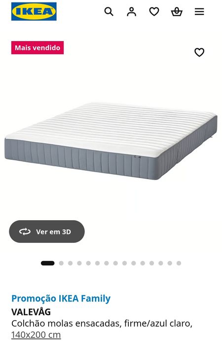 Cama casal 1,40x200 + Colchão molas ensacadas