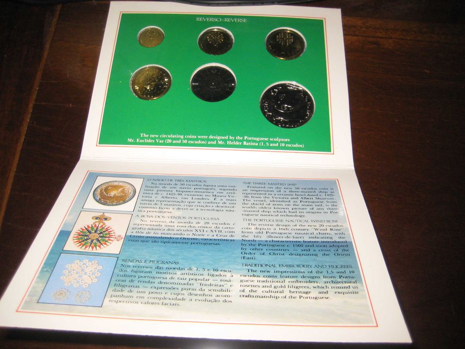 Coleção moedas correntes brilhantes não circuladas, PORTUGAL 1987
