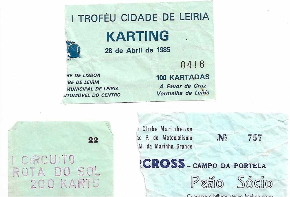 Bilhetes de automobilismo/motocross dos anos 80-Raros II