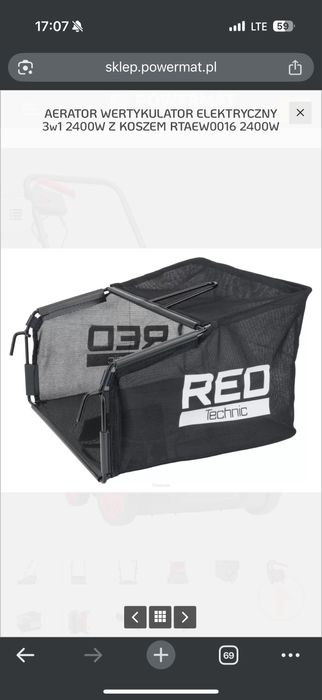 Areator  wertykulator elektyczny 3W1 2400W Z KOSZEM  2400W