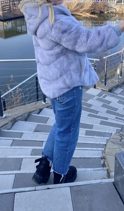 Блакитна норкова шуба