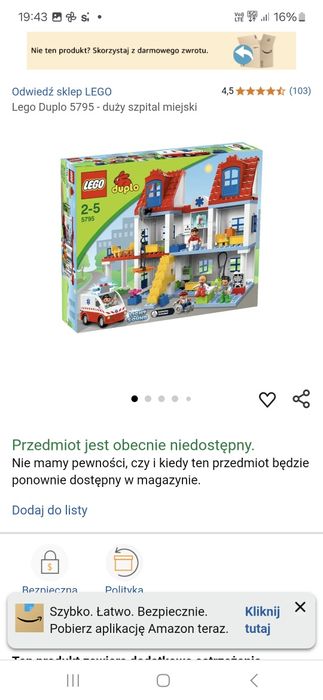 Lego Duplo 5795 Duży Szpital Miejski Unikat