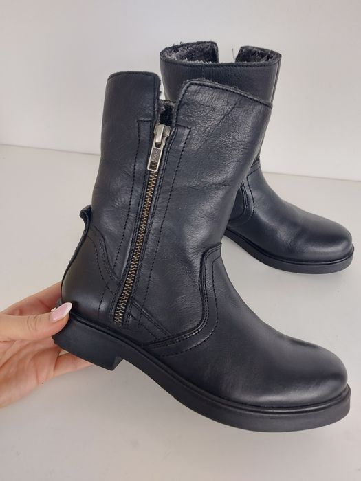 Buty botki skórzane ocieplane w rozmiarze 35