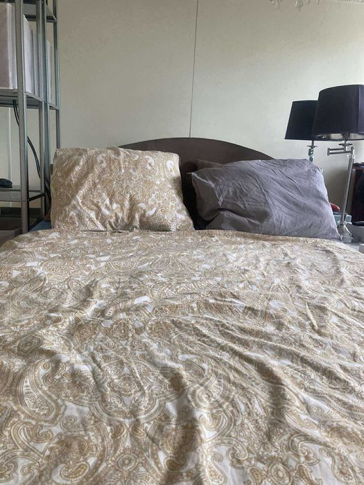 Oddam ŁÓŻKO za darmo 140x200 brązowe z MATERACEM z Oparciem +poduszki