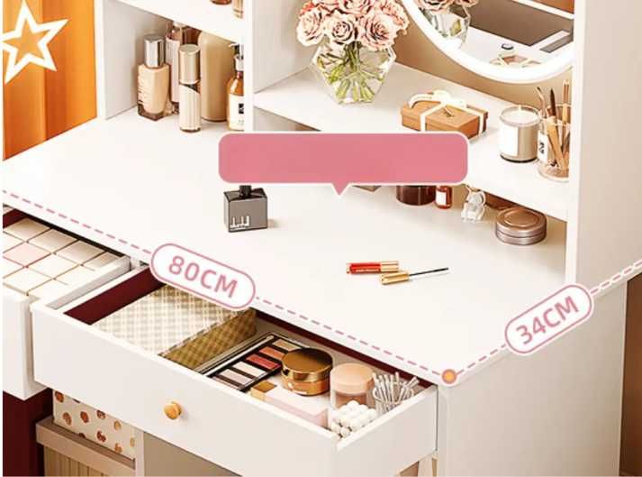 Стол для макіяжу LED дзеркало 128*80*40см. Косметичний стіл Бьюті Зона