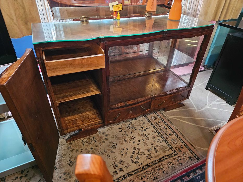 Aparador / Cristaleira antigo, estilo arte Deco - Bom estado geral