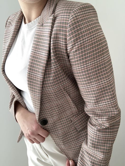 Marynarka o prostym kroju w kratę żakiet damski Mango XS 34
