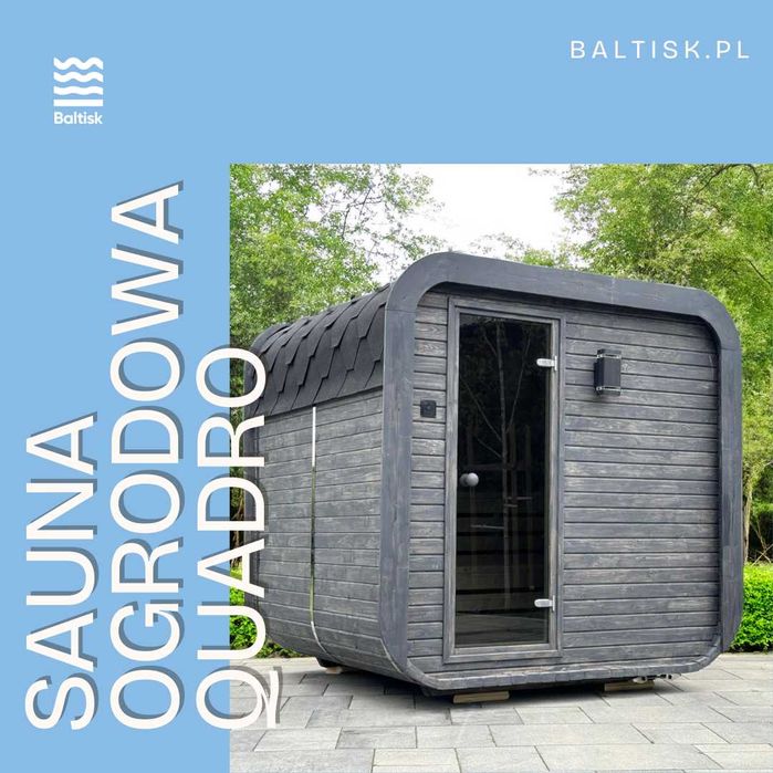 Kwadratowa sauna ogrodowa, 200cm Quadro PREMIUM dobierz piec i dodatki