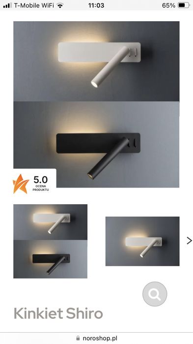 Kinkiet shiro czarny noro shop