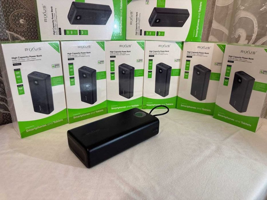 Павербанк Power Bank Rixus 40000 mAh 22.5W для ноутбука швидка зарядка