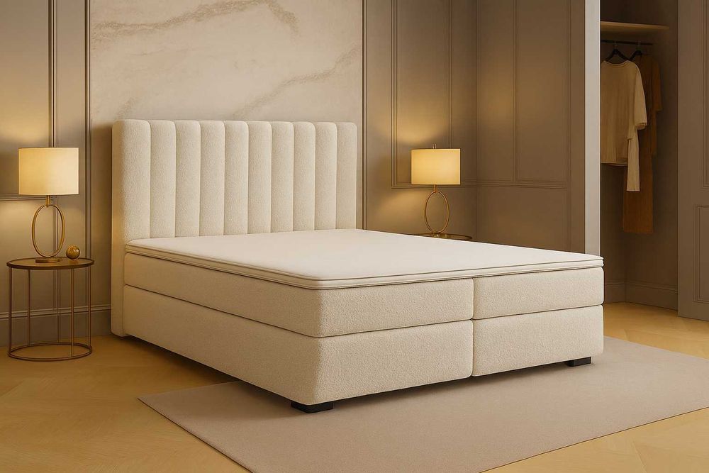 Łóżko kontynentalne LAMERE z pojemnikiem 140x200/160x200/180x200