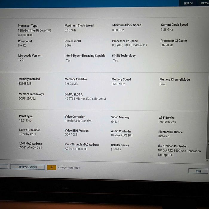Dell Precision 7680 16"/ i7-13850HX /32gb RAM /1TB SSD/ RTX 3500 / TOP