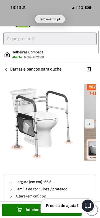 Suporte WC para mobilidade reduzida - nunca usado!