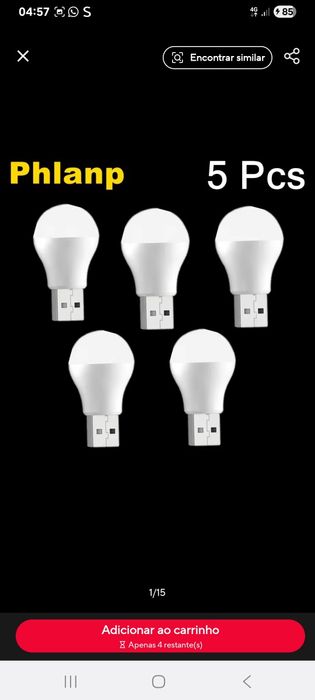 5 Lâmpadas USB Led com ligação USB em todos dispositivos com USB. Luz muito forte.