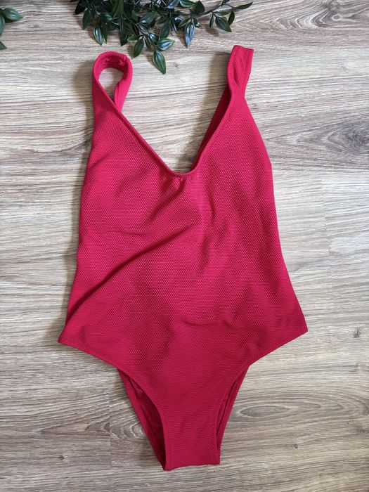 Czerwony strój kąpielowy jednoczęściowy Calzedonia S-M stan idealny Crinkle Waves fakturowany