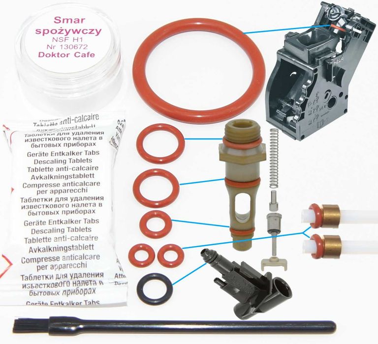 Zestaw nowy typ uszczelki smar Saeco SUP HD RI SM Gaggia Miele Spidem