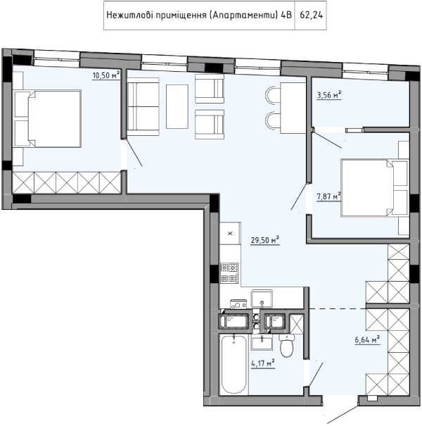 2-rooms apartment apartment by the address (area 62,2 m²) - Atlanta.ua - photo 2