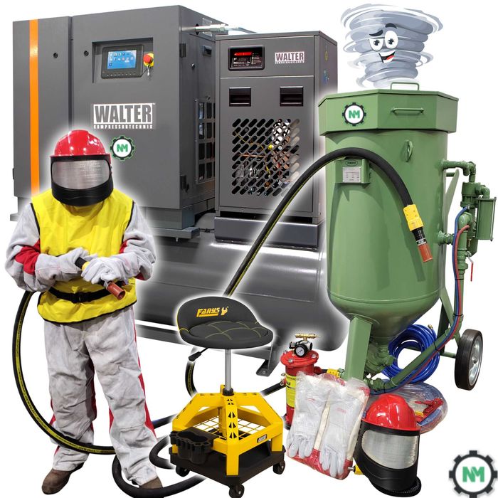 Kompresor śrubowy  Combo Bardzo Mocny Zestaw do piaskowania Komplet Fu