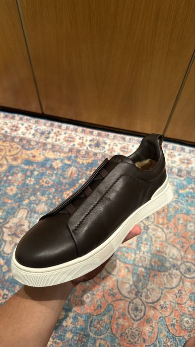 Tenis Zegna Triple Stitch Second Slin 43eu marrom