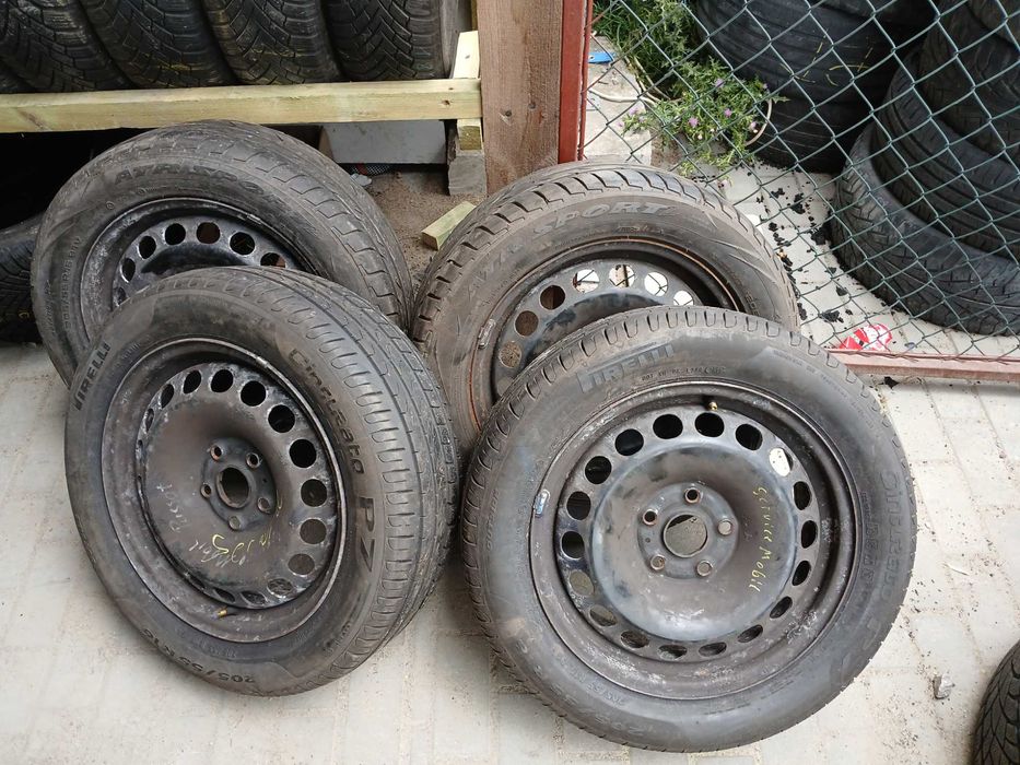 4x felgi stalowe 16 5x112 Audi Vw Skoda Seat + opony 205/55 16 lato