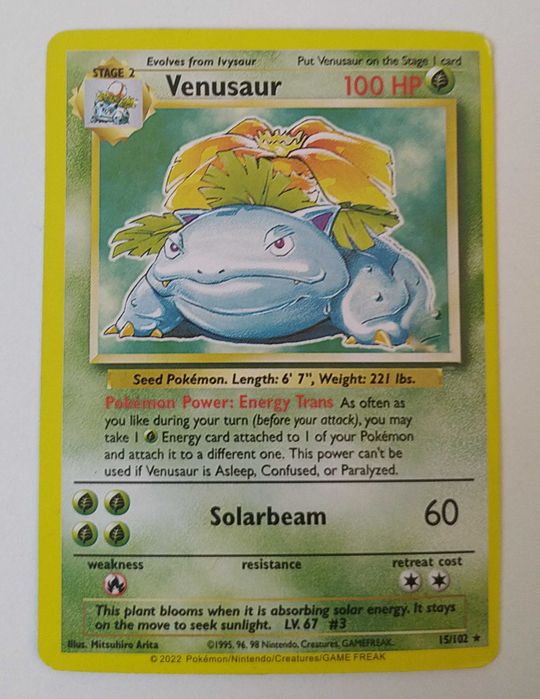 Pokemon Venusaur, rzadka karta - limited edition