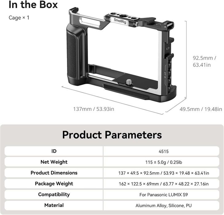 Cage SmallRig 4515 | Lumix S9 | SELADA