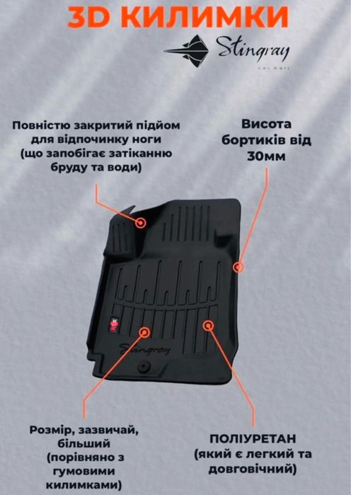 Коврики в салон та багажник з ВИСОКИМИ БОРТИКАМИ Резинові На всі марки