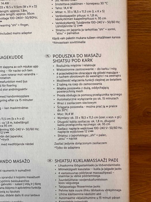 Masażer shiatsu firmy SilverCrest do karku i nóg