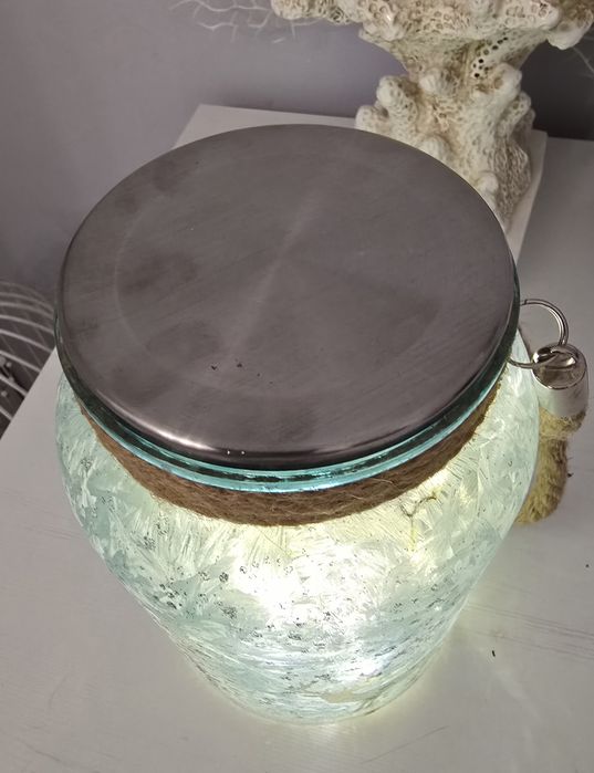Lampion led zimowy brokat latarenka shabby chic lampka
