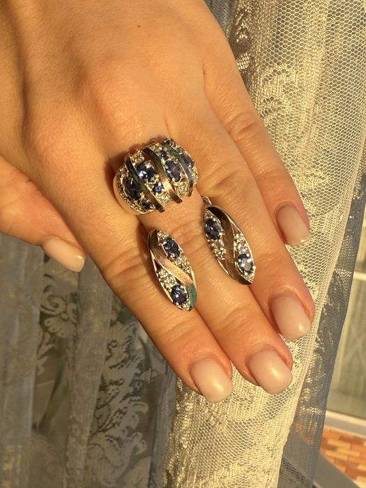 Срібний набір з фіанітом та цирконієм