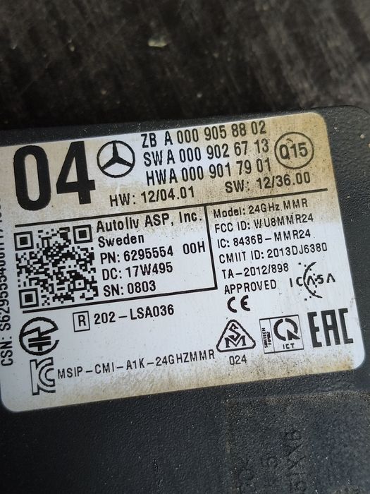 Mercedes w205 w213 radar tył a000905.8802 distronic