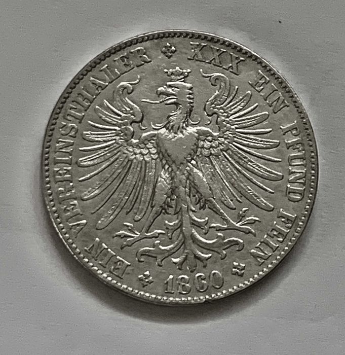 Німеччина талер 1860р Франкфурт срібло 900пр
