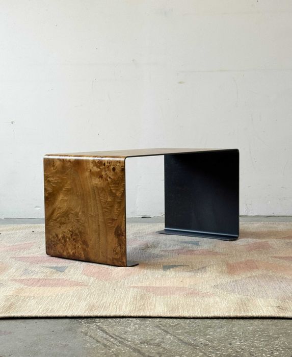 Stolik kawowy ze stali, topola, Polska '25, bauhaus, mid-c