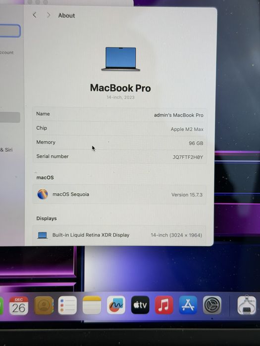 MacBook Pro 14 m2 max 96gb/8tb