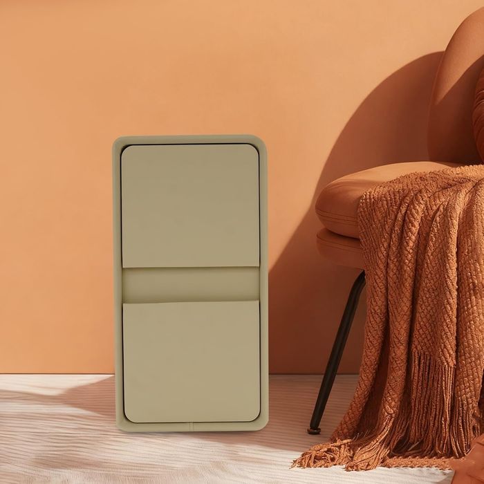 Mesa de Cabeceira Estreita Cáqui com 2 Gavetas - Baixa de Preço