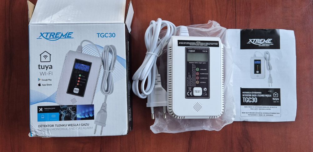 Czujnik czadu gazu 2w1 detektor tlenku węgla co metan butan wifi tuya
