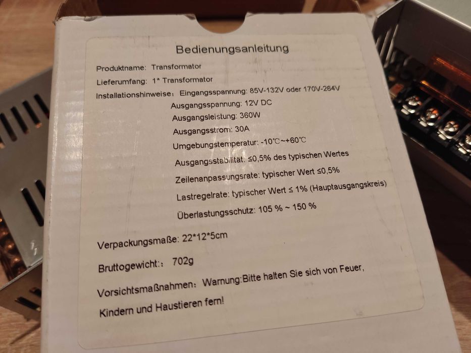 Nowy Zasilacz  12V / 30A ! - Regulacja Uwy. 9.5 - 15V