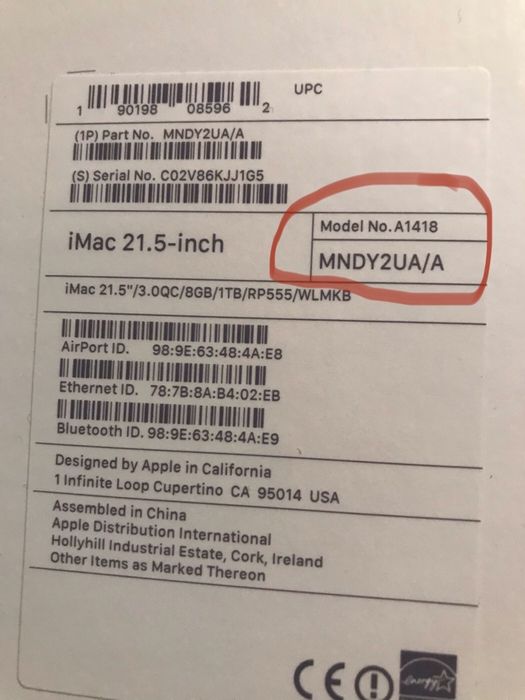 Несправний Apple iMac Retina 4k 21,5 дюймовий