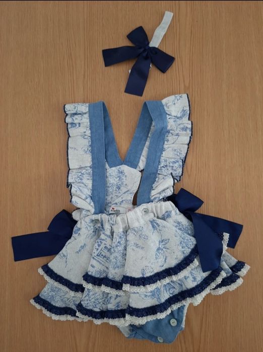 Vestido/fofo com alças azul menina 18m (COMO NOVO)
