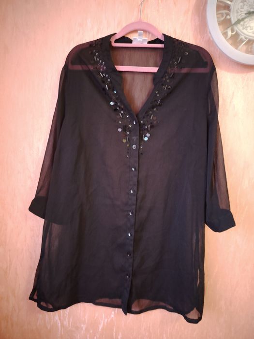 Рубашка туника на пуговицах шифоновая XL можнотна пляж