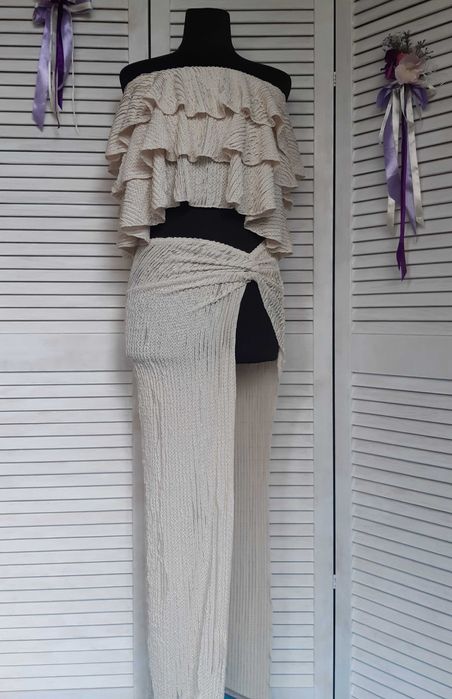 Пляжная юбка миди с разрезом в бохо, этно стиле ego