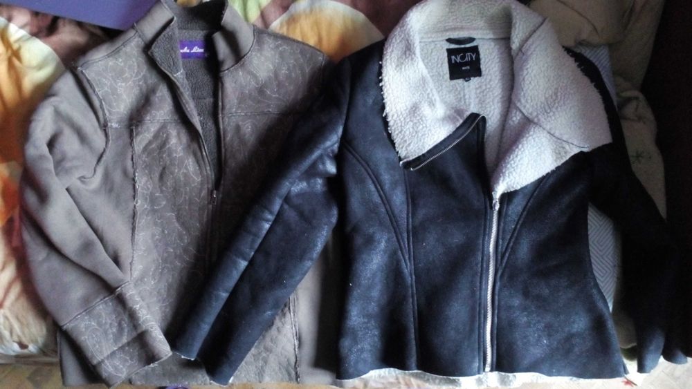 теплая  дубленка женская мех внутри кофта парка