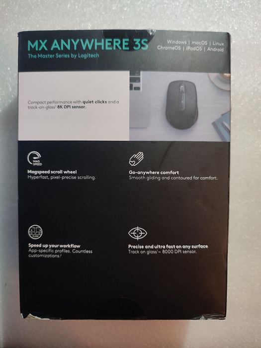 Mouse sem fio Logitech MX Anywhere 3S, cor grafite, Bluetooth 8K