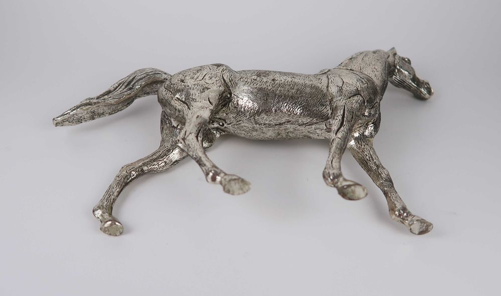 Escultura Art Deco - Cavalo em latão prateado