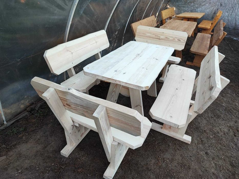 Meble ogrodowe DREWNIANE góralskie DO OGRODU biesiadne LITE DREWNO +