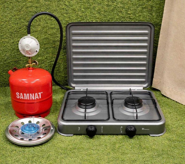 Газова піч пальник для балона  Редуктор, Шланг, Балони 8л та 12л