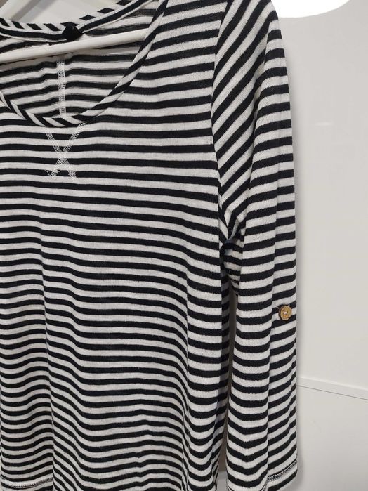 bluzka  w biało-czarne paski z rękawem 3/4 rozmiar M stan bdb