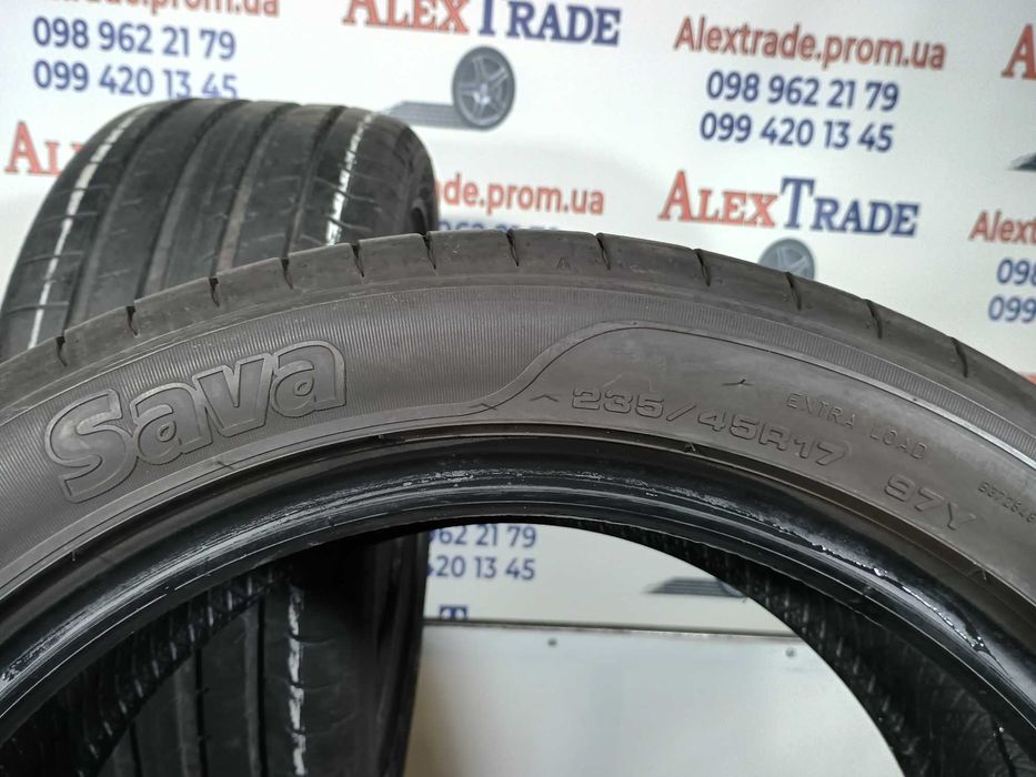 2шт 235/45 R17 Sava Intensa UHP 2 літні шини вживані, протектор 6мм